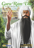 Guru Ram Das with Golden Temple in the background. Title text is in English.